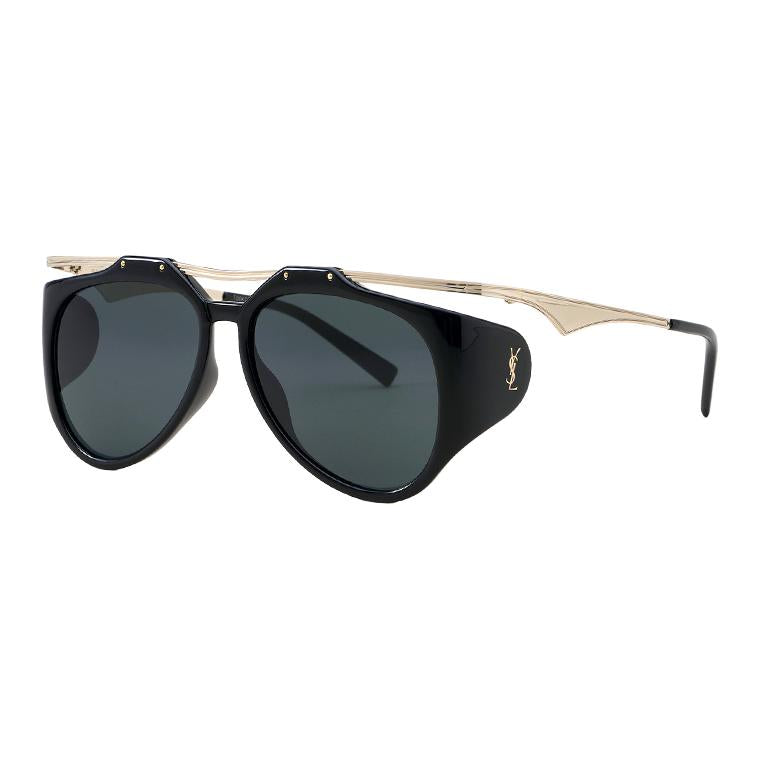 SAINT LAURENT Plate And Metal Aviator Sunglasses Unisex Black