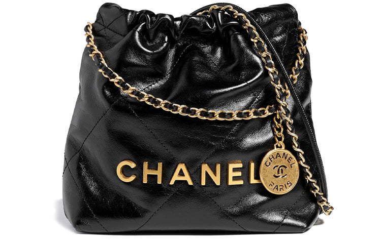 CHANEL 22 Handbag Mini 23S Shiny Calfskin Black