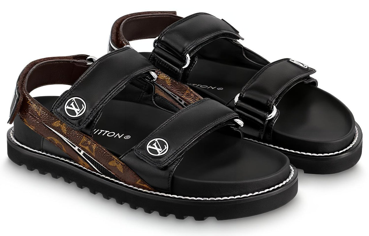 LOUIS VUITTON Paseo Comfort Beach Sandals Women's Black