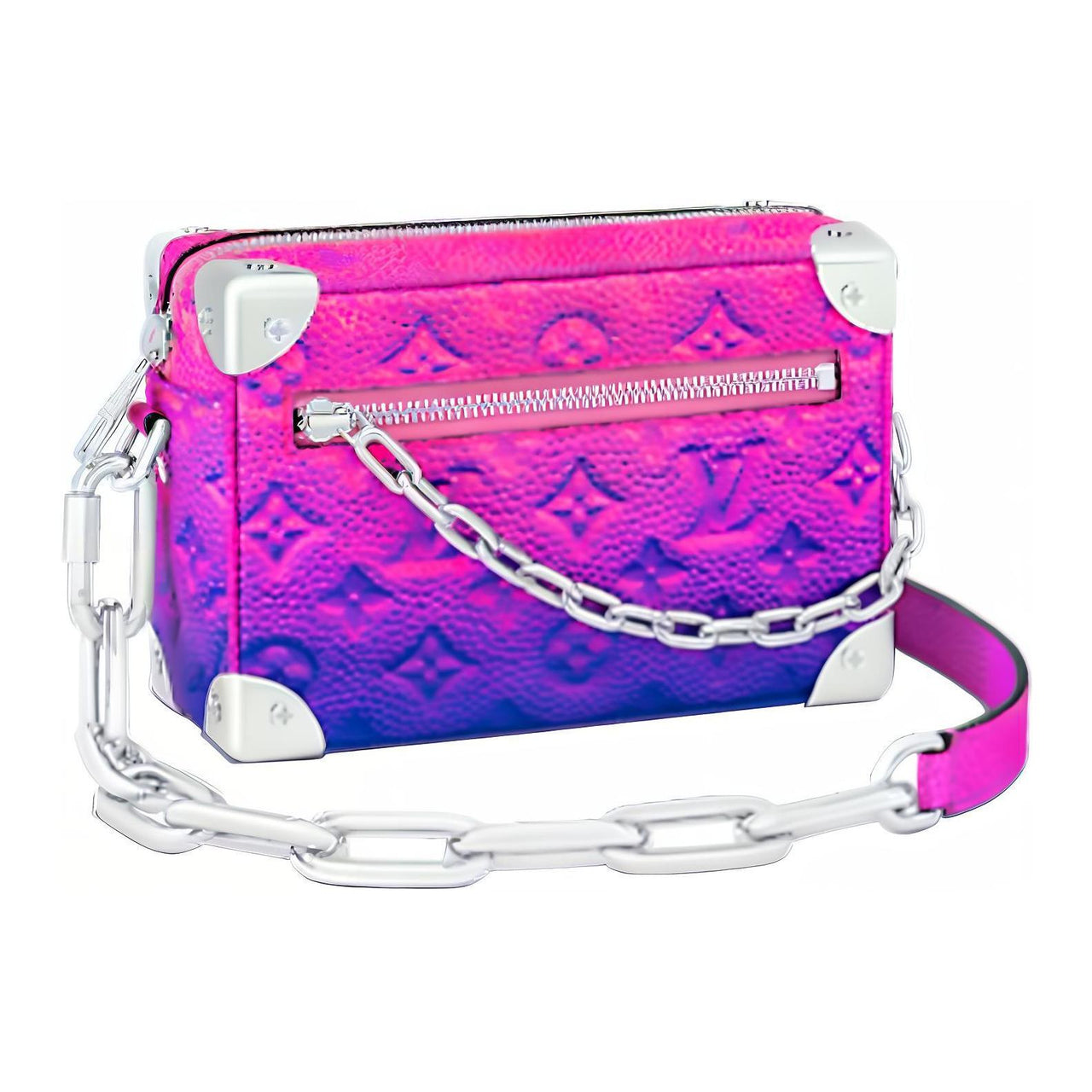LOUIS VUITTON Mini Soft Trunk Taurillon Illusion Blue/Pink