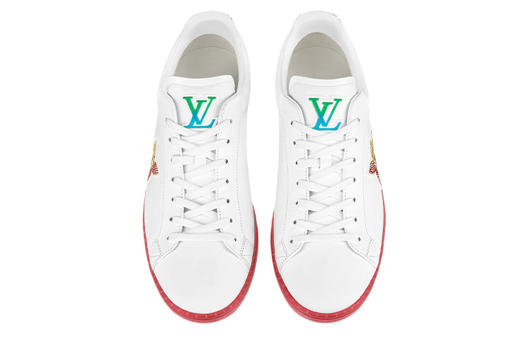 LOUIS VUITTON Luxembourg Samothrace Stylish Skateboarding Shoes Men's White Multicolor