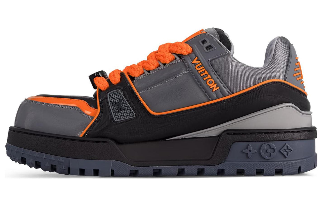 LOUIS VUITTON Trainer Maxi Low Top Skateboard Shoes Men's Gray Orange