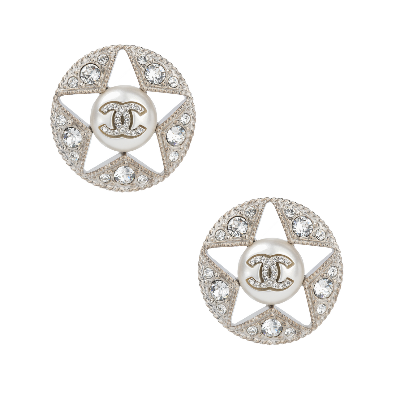 CHANEL Stud Earrings Women's Silver