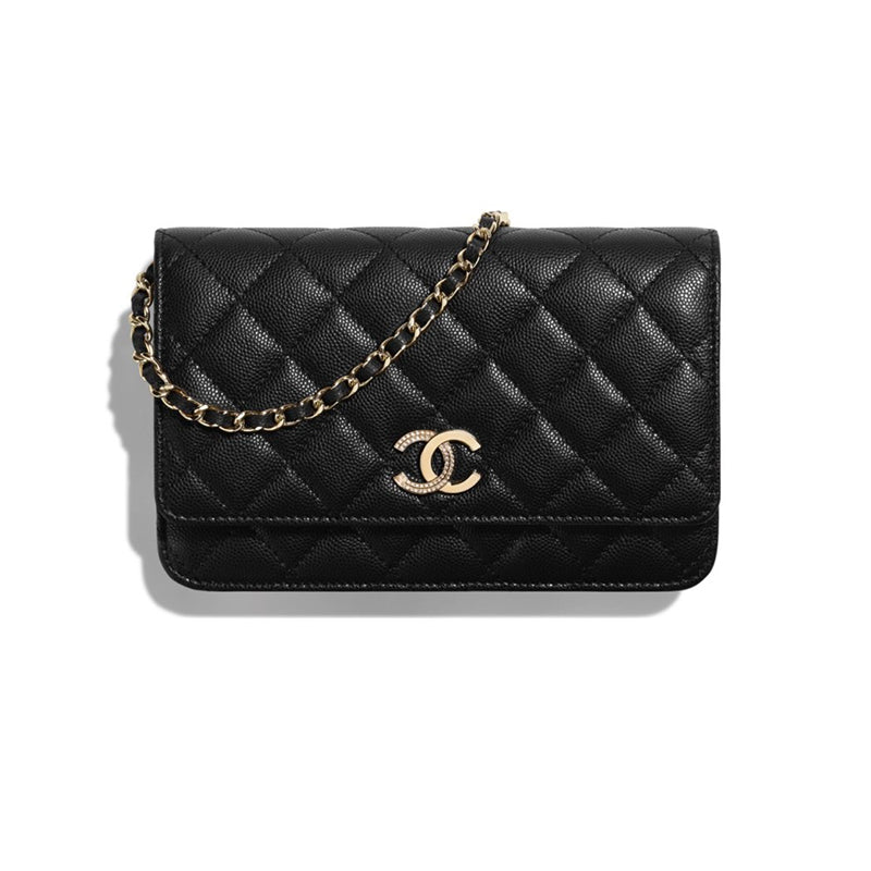 CHANEL WOC 24B Calfskin Shoulder Crossbody Bag Women's Black
