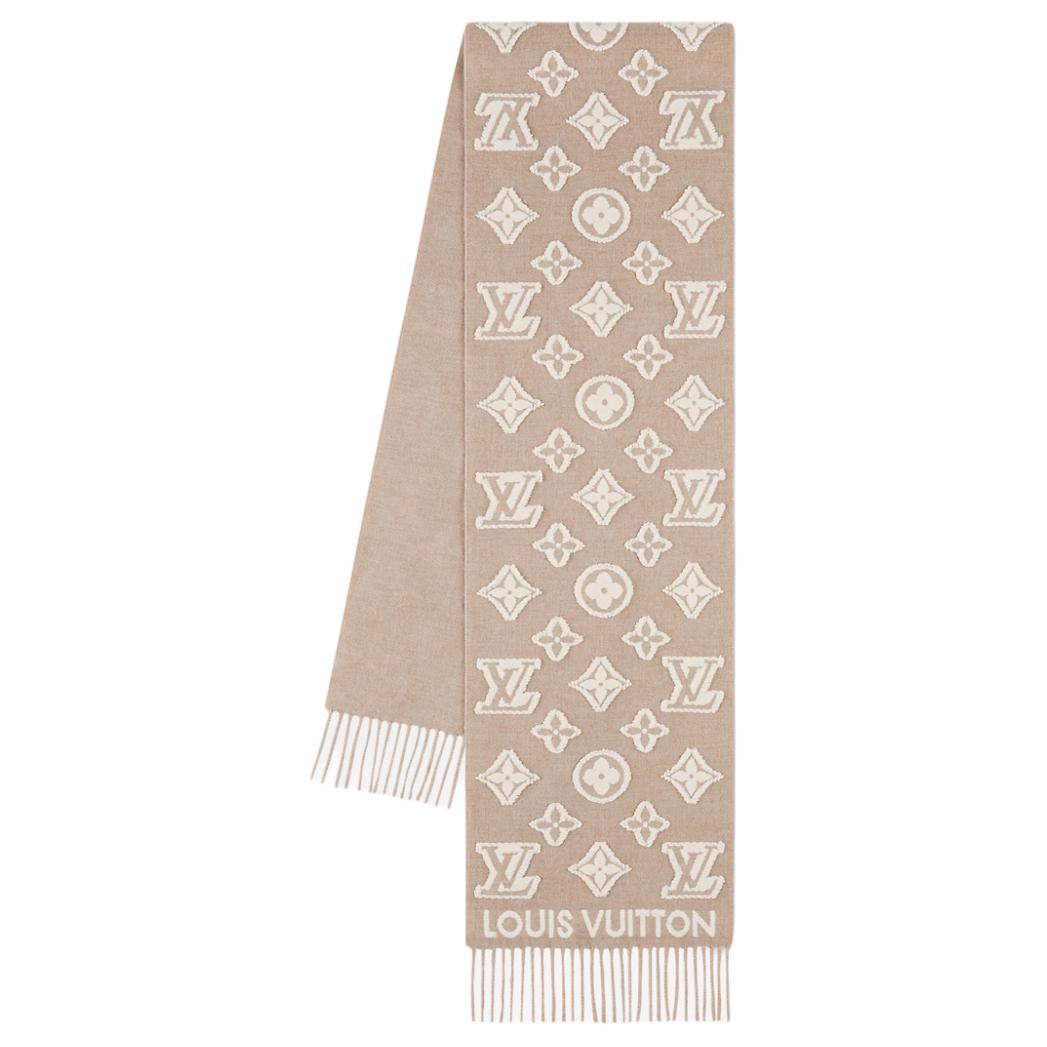 LOUIS VUITTON Cashmere Knit Scarves Women's Light Brown