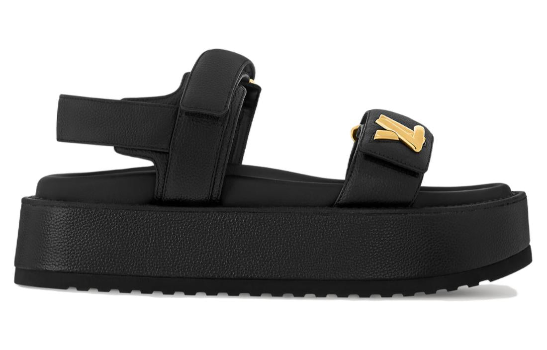 LOUIS VUITTON Sunset Painted Series Beach Sandals Women's Black