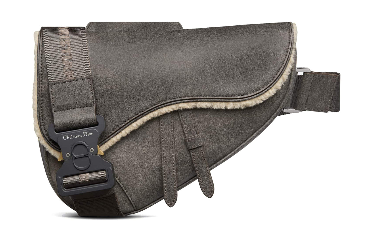 DIOR Sheepskin Saddle Bag, Shoulder Bag, Crossbody Bag Regular Men's Dark Gray