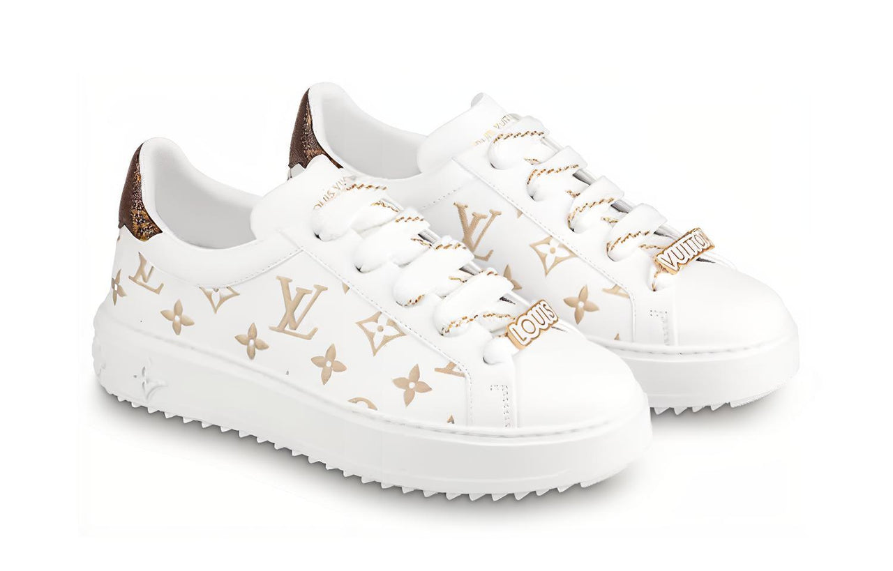 LOUIS VUITTON Time Out Sneakers 'White With Gold Monogram' Women's