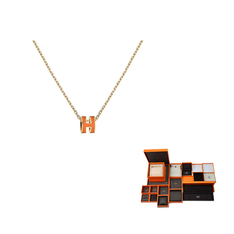HERMES POP H Collection Gold Plated Necklaces Women's