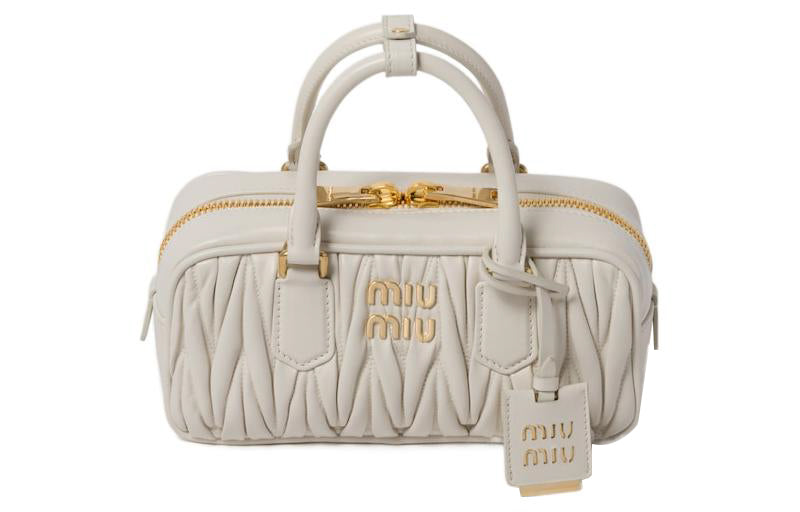 MIU MIU Arcadie Series Soft Sheep Leather Shoulder Bag, Crossbody Bag, Handbag Women's White