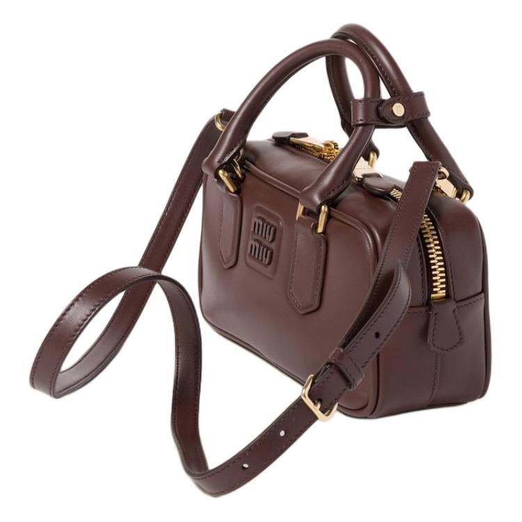MIU MIU Arcadie Series Leather Shoulder Bag Crossbody Bag Handbag Small Size Women's Brown