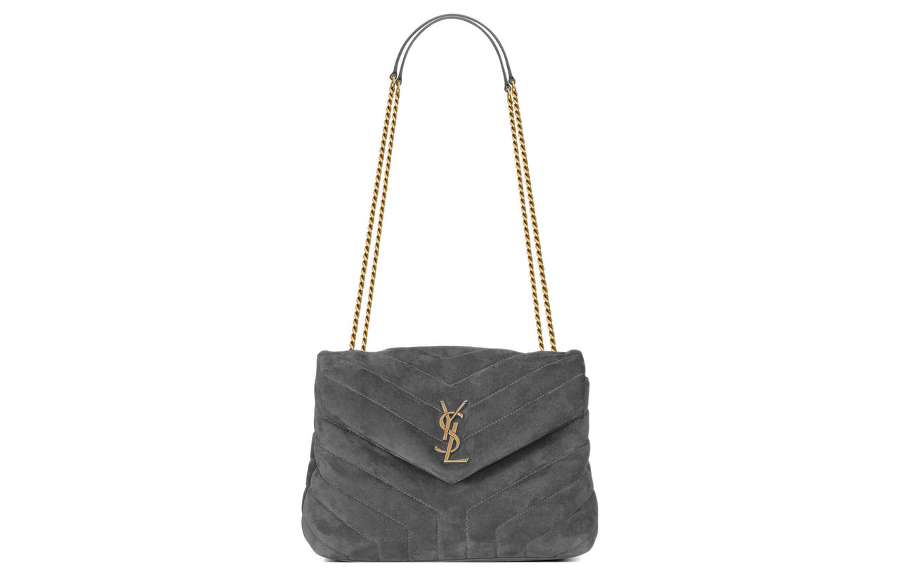 SAINT LAURENT LOULOU Calfskin Crossbody Bag, Shoulder Bag Women's Gray