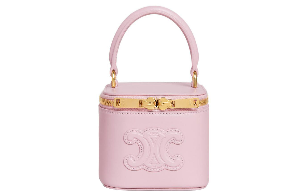 CELINE Smooth Cow Leather Makeup Case, Shoulder Bag, Crossbody Bag, Handbag Mini Women's Light Pink Red