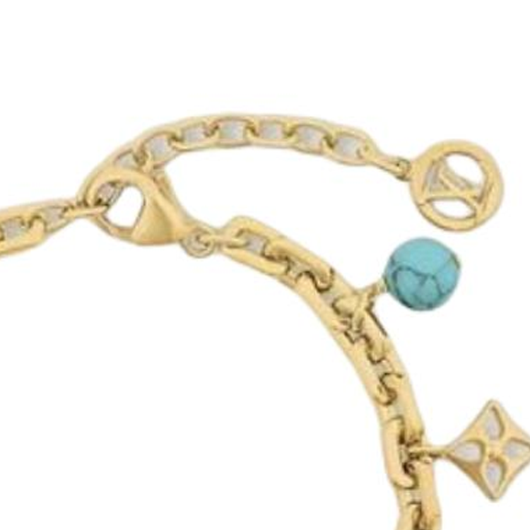 LOUIS VUITTON Turquoise Resin Pearl Bracelets Women's Gold