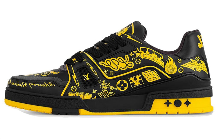 LOUIS VUITTON Trainer Slip-Resistant Low-Top Skateboard Shoes Men's Black Yellow