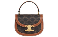CELINE BesaceTriomphe Cow Leather Shoulder Bag Crossbody Bag Handbag Regular Women's Tawny