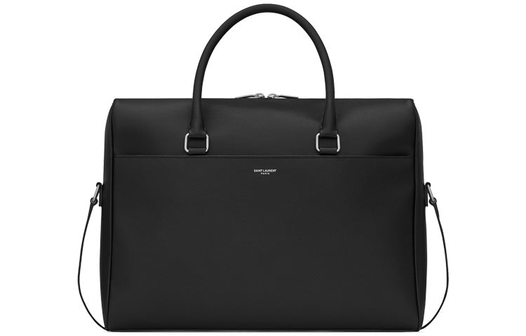 SAINT LAURENT Calfskin Leather Portable Briefcase Men's Black