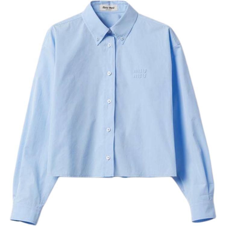 MIU MIU Logo-lettering Raw-cut Shirt