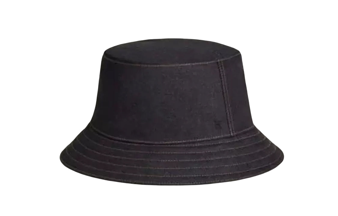 HERMES Polyester Bucket Hats Unisex Black