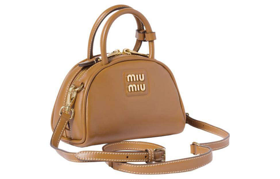 MIU MIU Leather Shoulder Bag Crossbody Bag Handbag Women's Brown
