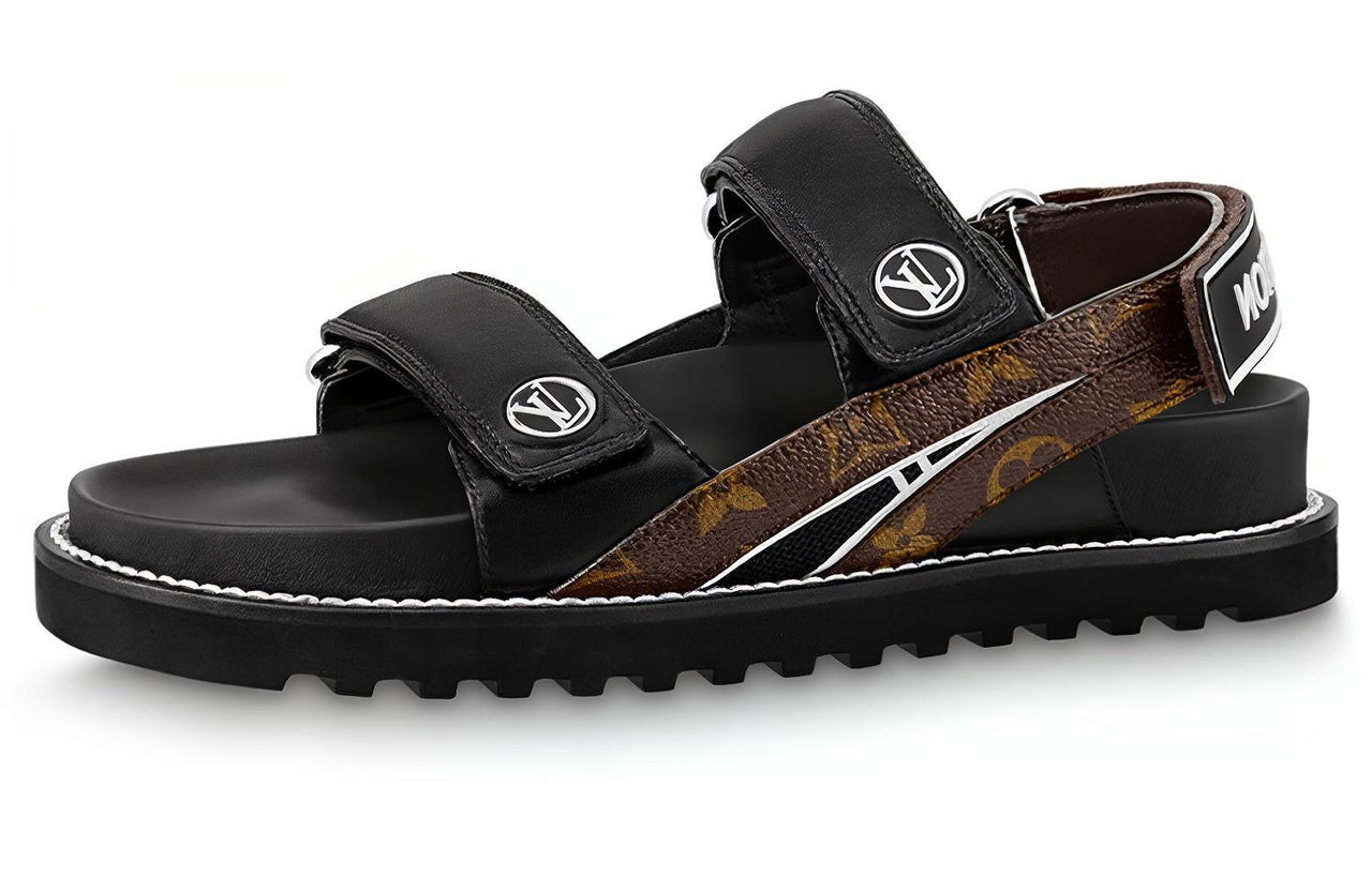 LOUIS VUITTON Paseo Comfort Beach Sandals Women's Black