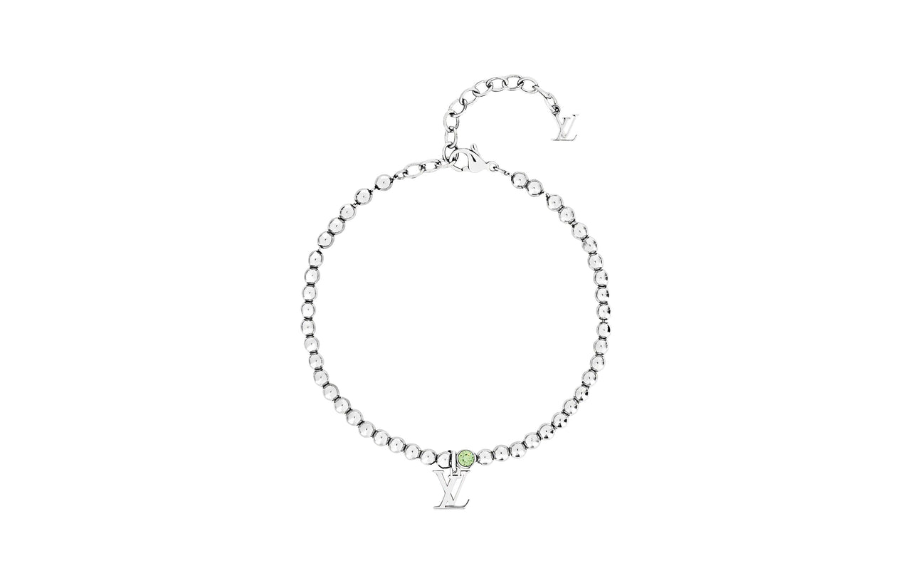 LOUIS VUITTON Nano Beads Metal Crystal Bracelets Men's Silver