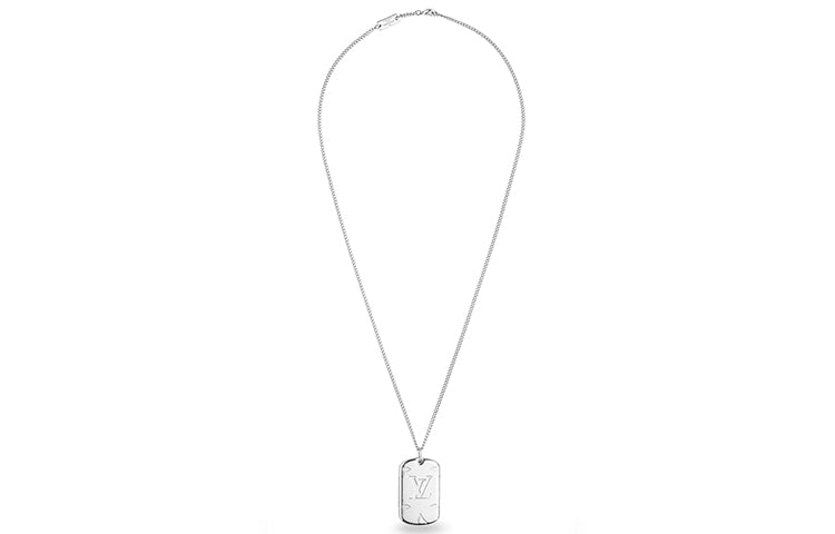 LOUIS VUITTON Locket Necklace Engraved Monogram