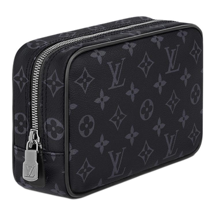 LOUIS VUITTON Coated Canvas With Leather Trim Toiletry Bag Small Size Men's Black