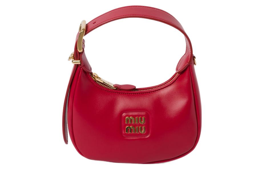MIU MIU Leather Hobo Bag, Handbag Women's Red