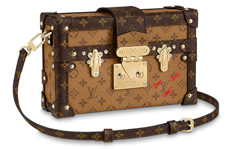 LOUIS VUITTON PETITE MALLE Coated Canvas Square Box Bag Handheld Crossbody Bag Shoulder Bag Women's Light Brown
