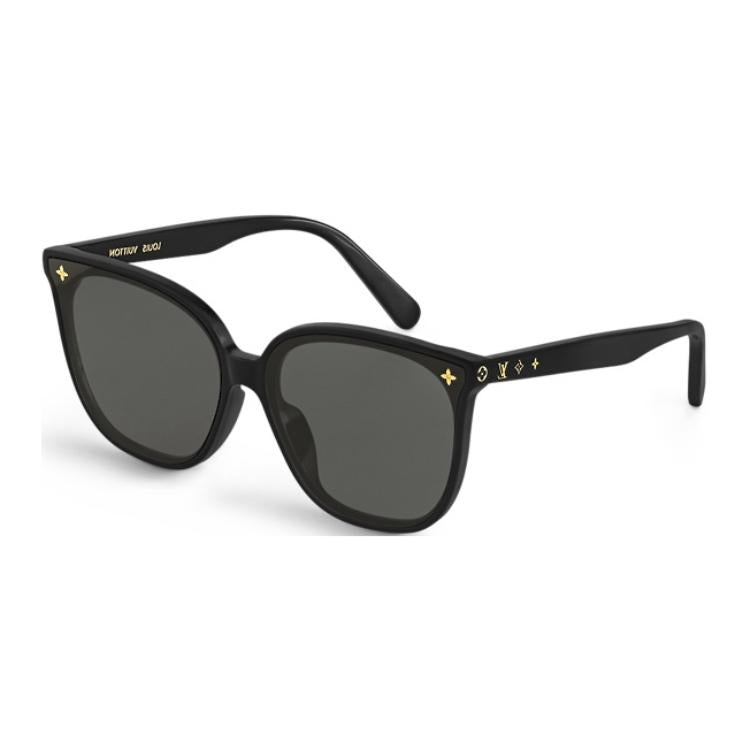 LOUIS VUITTON Metal Acetate Square Sunglasses Women's Black