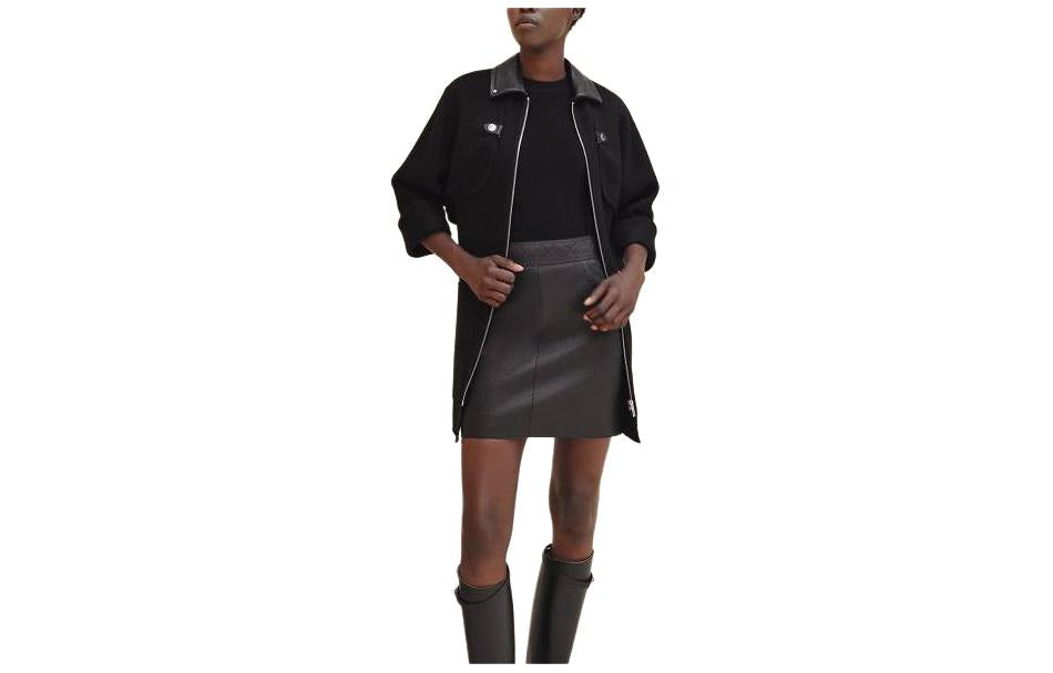 HERMES Jackets Coats Women's Black