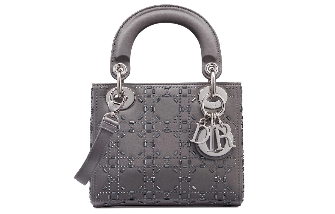 DIOR Lady Dior Satin Lady Dior Bag, Shoulder Bag, Crossbody Bag, Handbag Mini Women's Gray