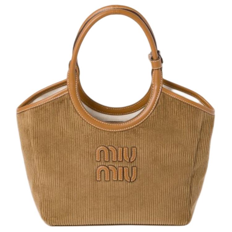 MIU MIU Fabric Shoulder Bag Crossbody Bag Handbag Women's Cinnamon