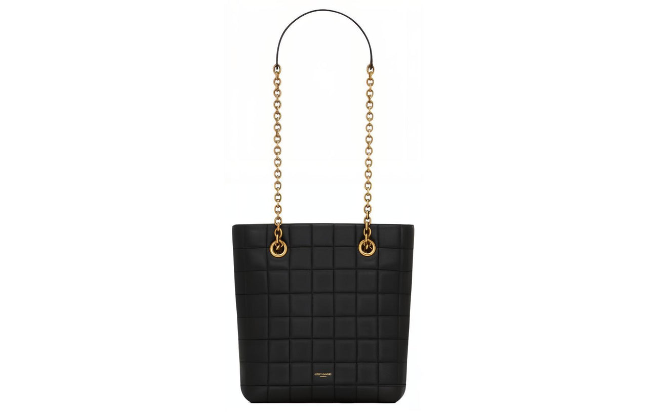 SAINT LAURENT Lambskin Tote Bag, Shopping Bag, Shoulder Bag Women's Black