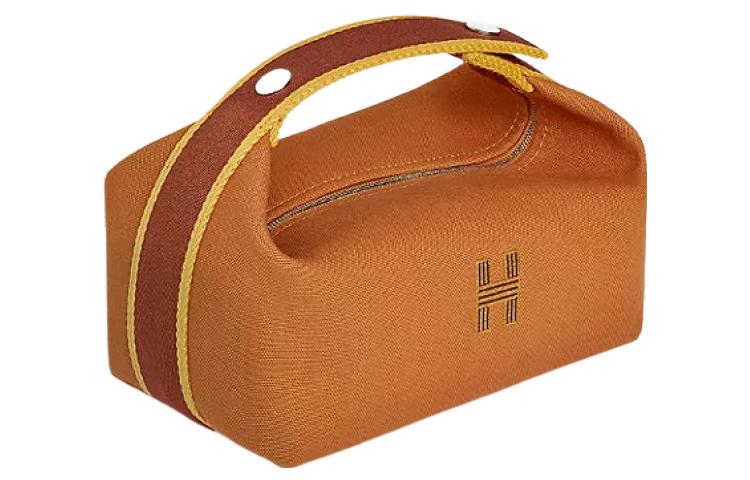 HERMES Bride a Brac Cotton Storage Bag, Toiletry Bag Small Size Unisex 06 Dore Gilded Gold