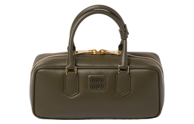 MIU MIU Leather Shoulder Bag, Crossbody Bag, Handbag Women's Army Green