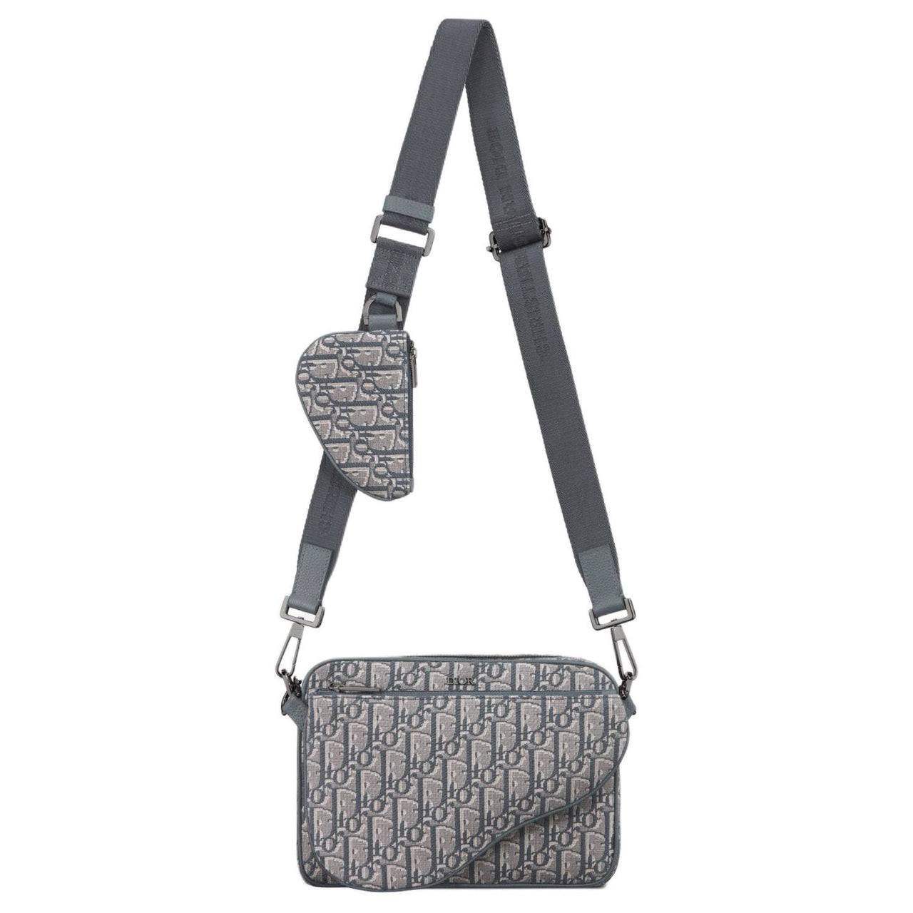 DIOR Oblique Printed Fabric Shoulder Bag Men's Dark Gray