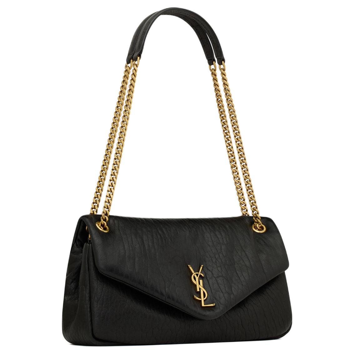 SAINT LAURENT Grained Sheepskin Handbag Shoulder Bag Women's Black