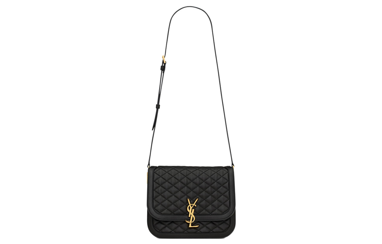 SAINT LAURENT SOLFERINO Soft Quilting Sheepskin Tofu Bag Crossbody Bag Shoulder Bag Women's Black