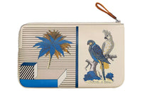 HERMES Carre Pocket Swift Calfskin Clutch Regular Women's White Blue