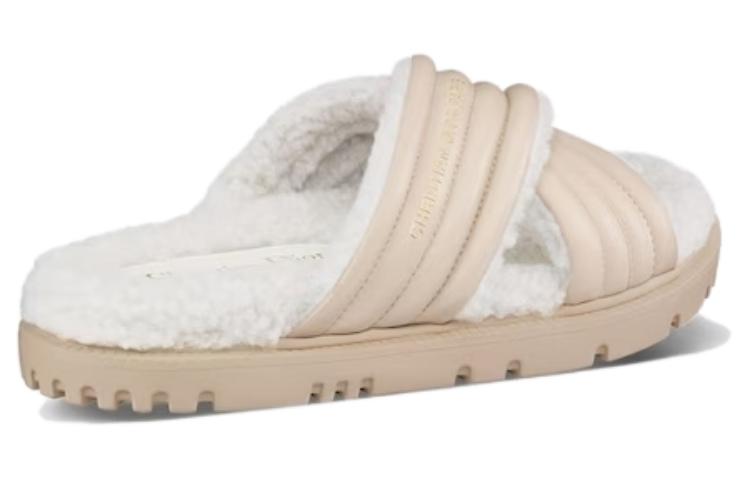 DIOR D-Cross Rubber Sole Slide Slippers Women's Ecru