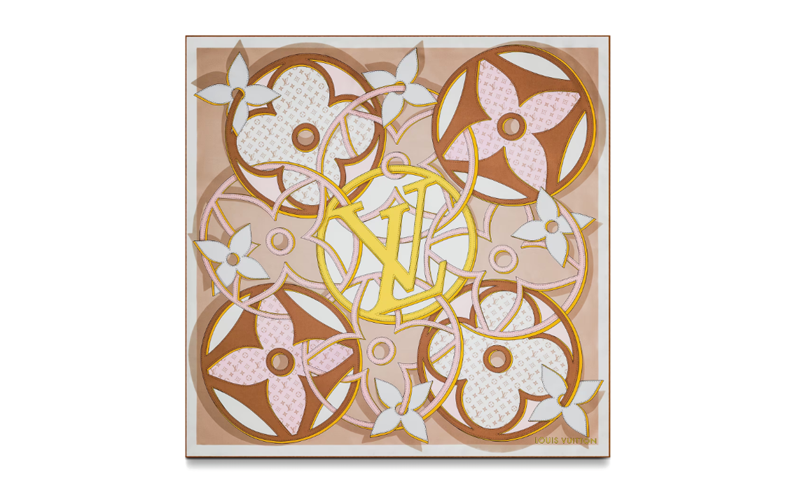 LOUIS VUITTON Silk Scarves Women's Light Brown