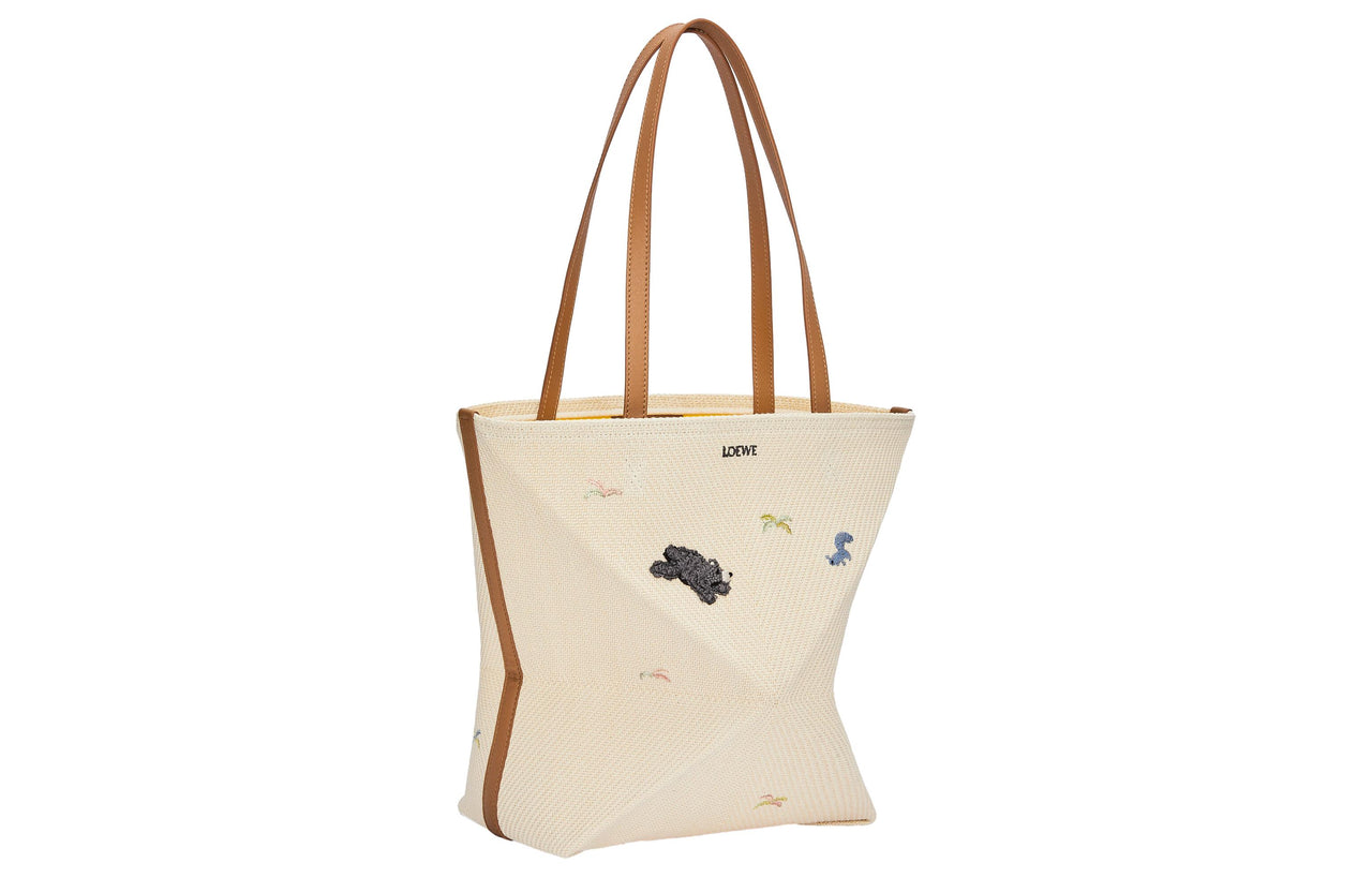 LOEWE Suna Fujita Collaboration Canvas Tote Bag, Shopping Bag, Handbag Women's Natural