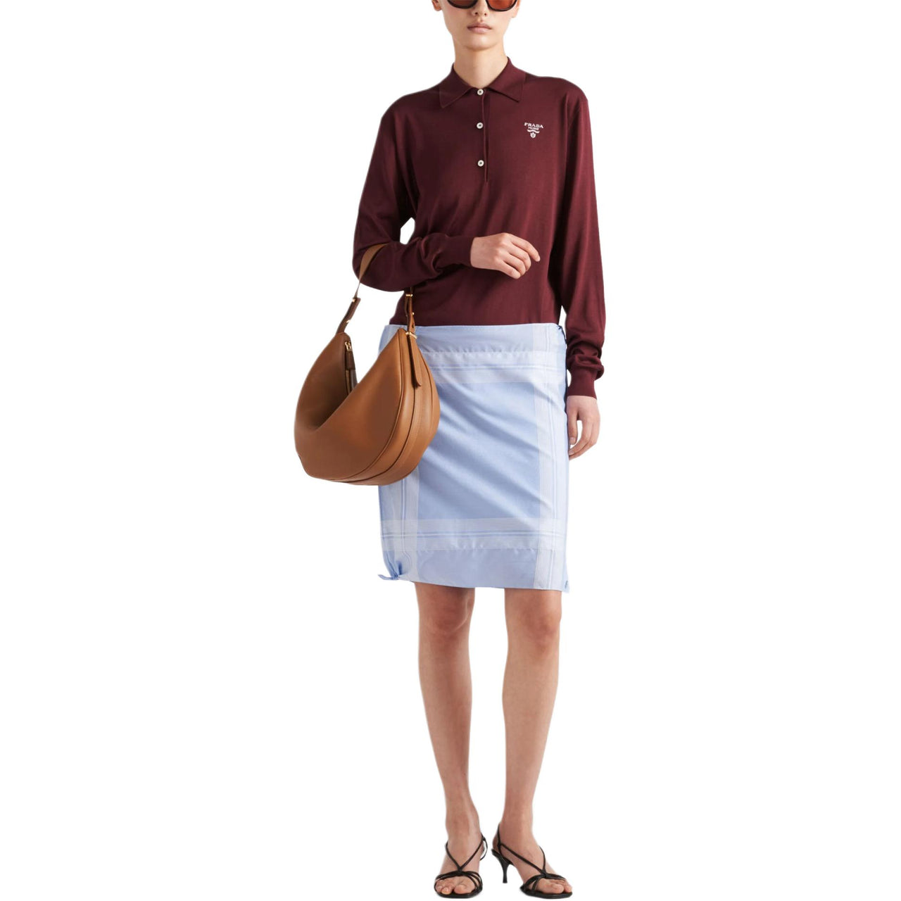 PRADA Embroidered-logo Silk Polo Shirt