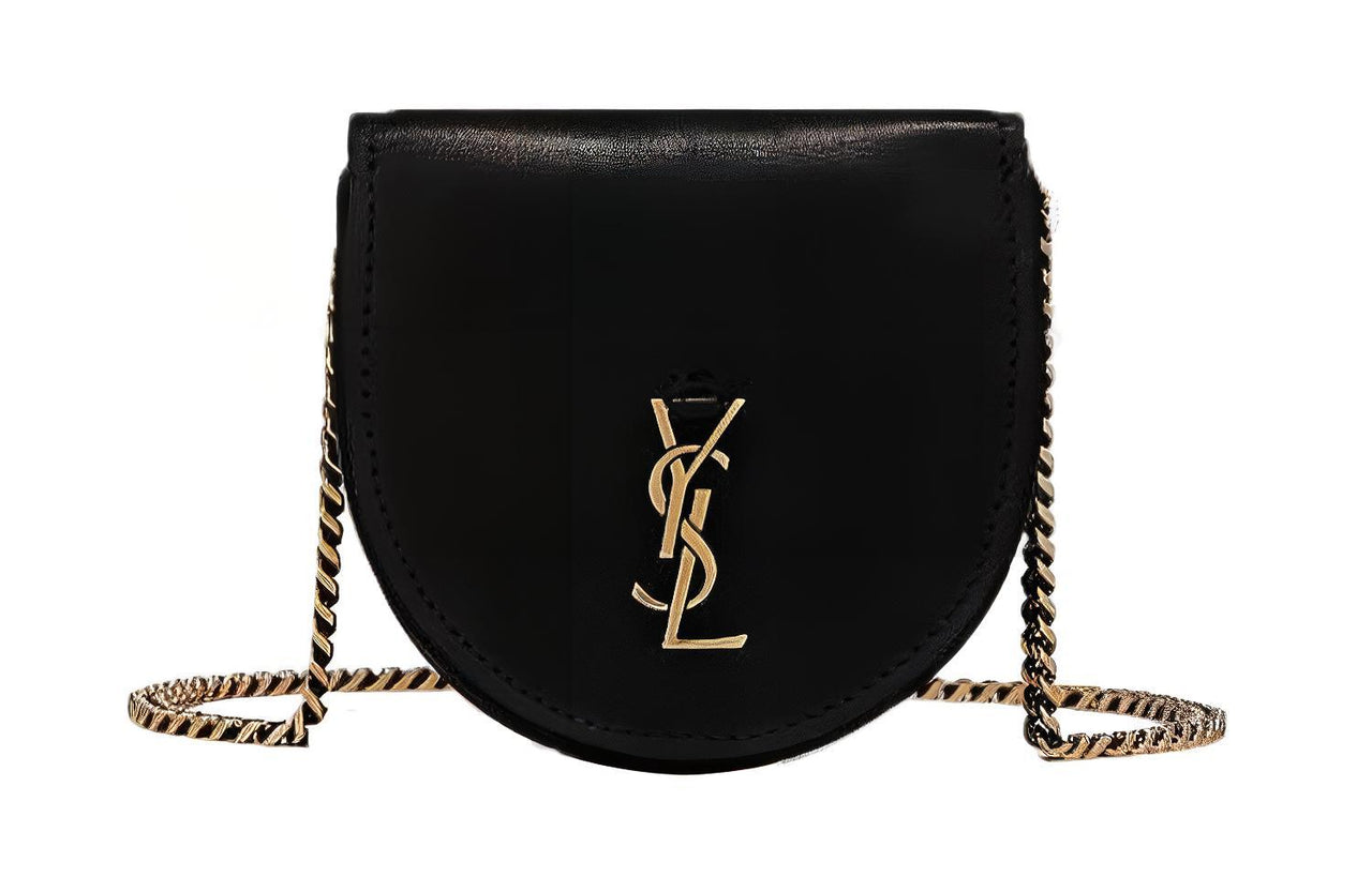 SAINT LAURENT Smooth Leather Horseshoe Coin Purse, Chain Bag, Shoulder Bag, Crossbody Bag Women's Black