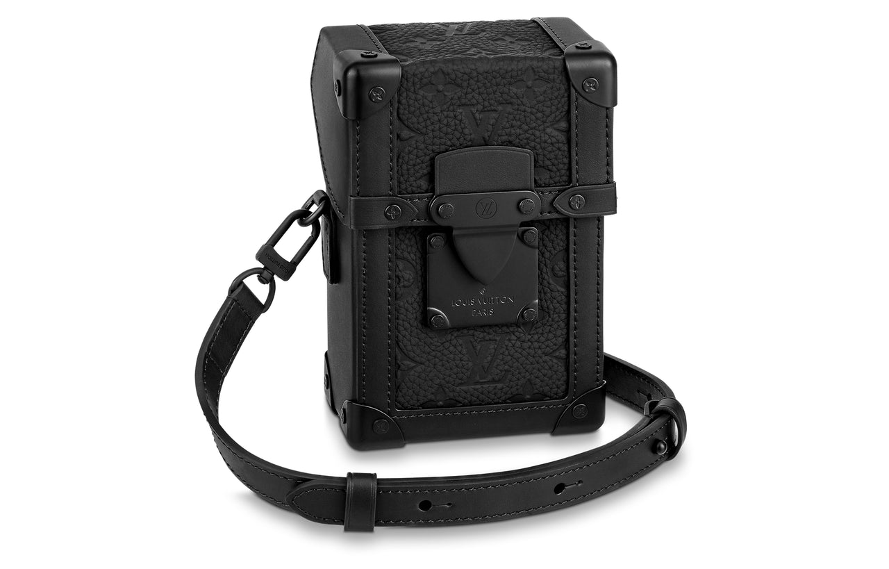 LOUIS VUITTON Trunk Vertical Leather Cow Leather Patchwork Trim Shoulder Bag Crossbody Bag Regular Men's Black