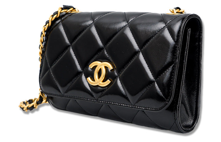 CHANEL WOC Cow Leather Flap Bag, Crossbody Bag, Shoulder Bag Women's Black
