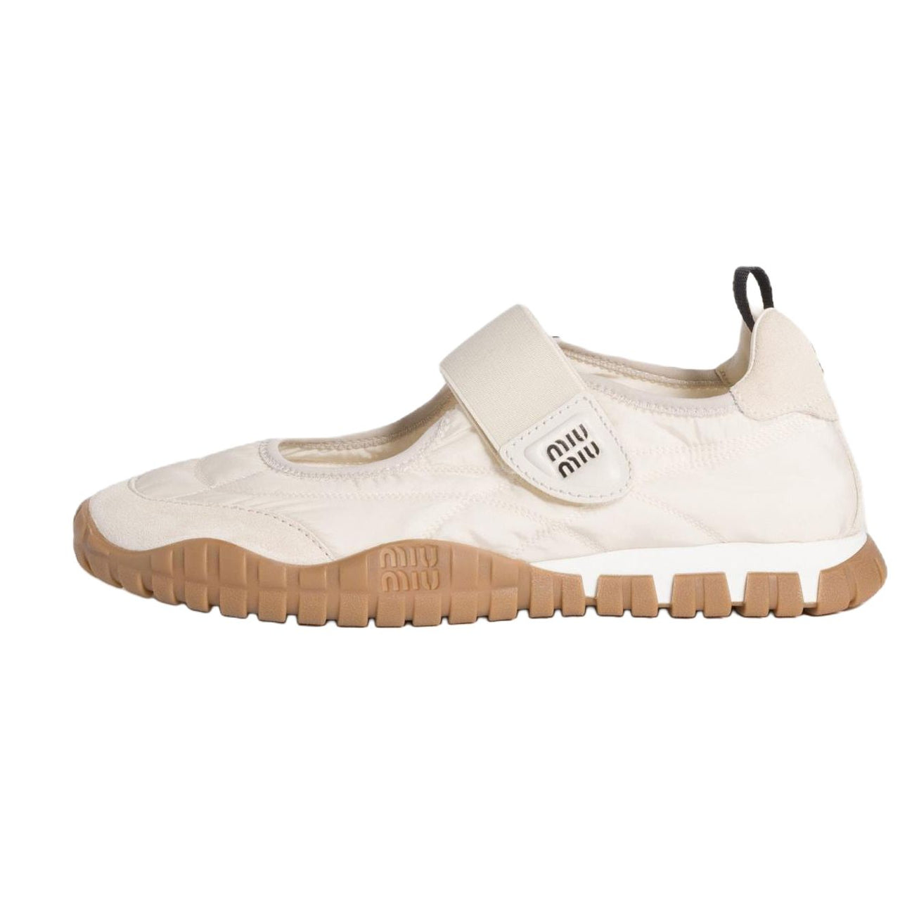 MIU MIU Tyre Flat Mary Jane Shoes Women's Ivory White