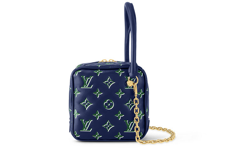 LOUIS VUITTON Square Sheepskin Dice Bag Chain Bag Handbag Regular Women's Dark Blue